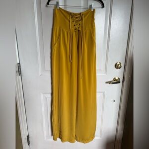 Nasty Gal Mustard Wide Leg/ High Waisted Trouser